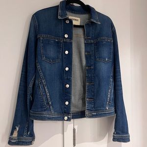 L’AGENCE Slim Fit Distressed Denim Jacket